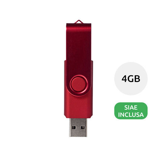 Chiavetta USB in plastica e alluminio con apertura girevole colorata da 4GB