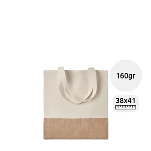 Shopper in cotone con dettagli in juta e manici lunghi da 160gr 38X41cm