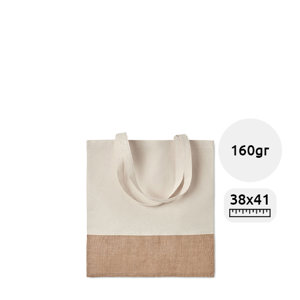 Shopper in cotone con dettagli in juta e manici lunghi da 160gr 38X41cm