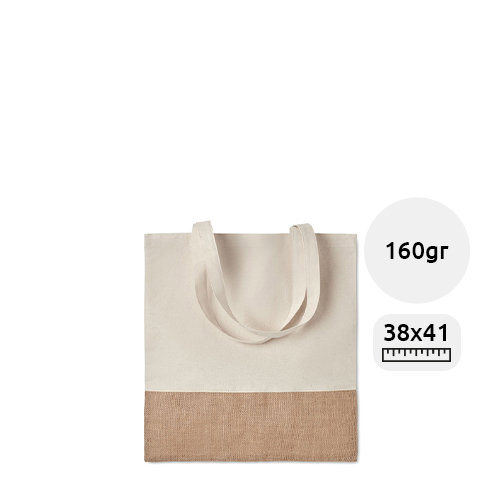 Shopper in cotone con dettagli in juta e manici lunghi da 160gr 38X41cm