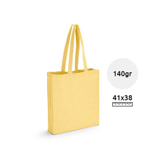 Shopper in cotone riciclato a soffietto con manici lunghi in diverse colorazioni da 140gr 38x41x10cm