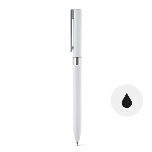 Penna a sfera in alluminio con meccanismo a rotazione e clip disponibile in colori eleganti con refill nero