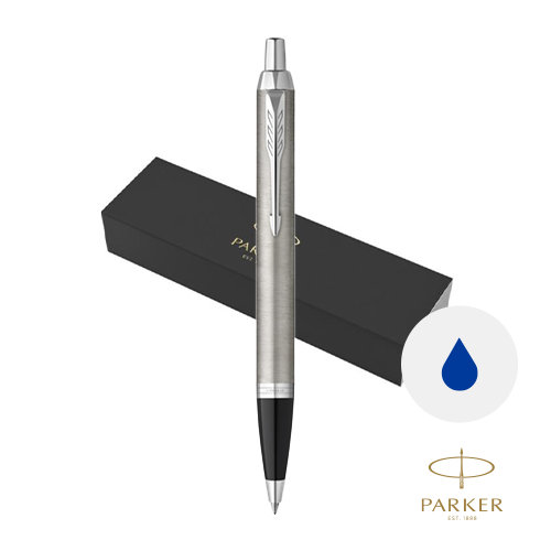 Penna a sfera Parker IM in ottone con inchiostro Quinkflow refill blu in confezione regalo