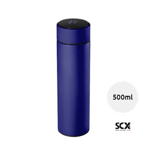 Borraccia termica a marchio SCX design smart con display sul tappo che indica la temperatura in scatola regalo da 500ml