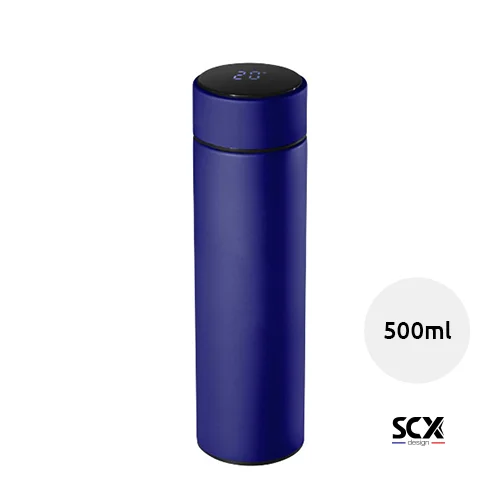 Borraccia termica a marchio SCX design smart con display sul tappo che indica la temperatura in scatola regalo da 500ml