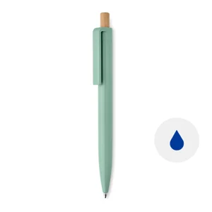 Penna a sfera in ABS riciclato con pulsante in bambù e refill blu