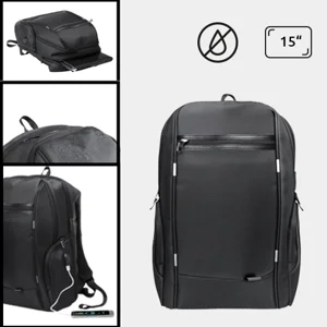 Zaino porta pc multitasca da 15" in nylon impermeabile con tasca antitaccheggio e connettore USB per power bank