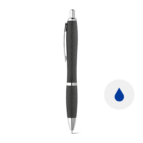 Penna a sfera in fibra di grano e ABS colorata con meccanismo a scatto e refill blu