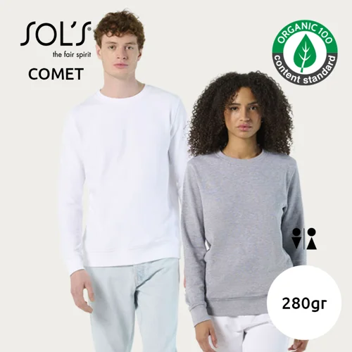 Felpa SOL'S COMET unisex in cotone organico e poliestere riciclato a girocollo da 280gr