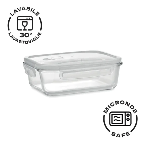 Porta pranzo trasparente da 900ml con chiusura antivuoto