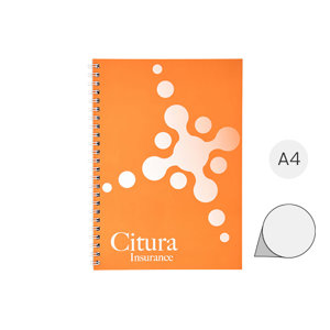 Block notes A4 Desk-Mate con spirale bianca e con 50 fogli e copertina impermeabile totalmente personalizzabili