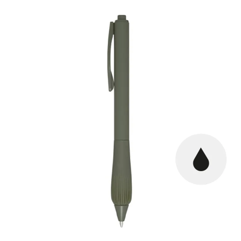 Penna a sfera in ABS riciclato fusto gommato e impugnatura in TPR refill nero