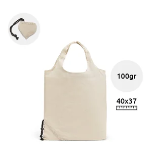 Shopper pieghevole in cotone 100% in colore naturale con manici da 100gr 37x40cm