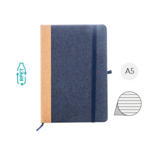Block notes A5 copertina in RPET e sughero fogli a righe in carta riciclata