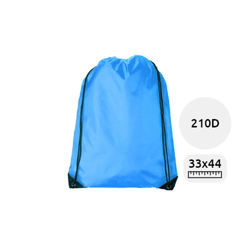 Sacca in poliestere in diverse colorazioni con chiusura a coulisse da 210D 33x44cm