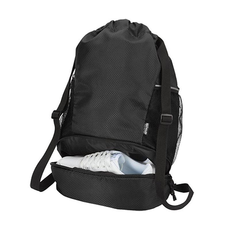 Borsa sportiva da 18L con cordoncino in materiale riciclato certificato GRS e scomparto inferiore 
