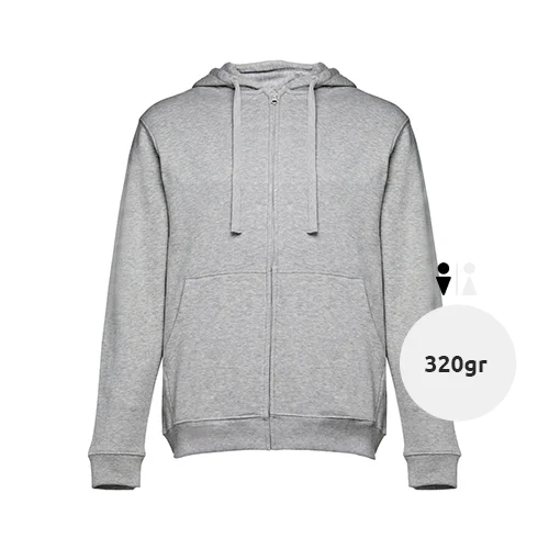 Felpa da uomo colori assortiti con cappuccio e cerniera in cotone e poliestere 320gr