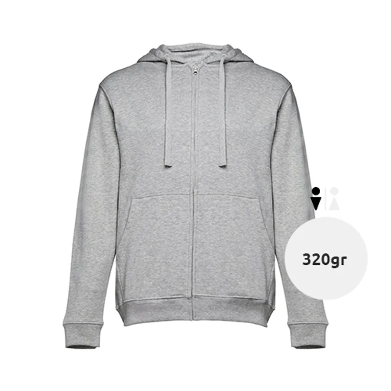 Felpa da uomo colori assortiti con cappuccio e cerniera in cotone e poliestere 320gr