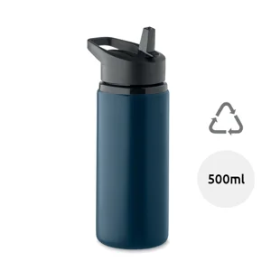 Borraccia in acciaio inox riciclato con imboccatura pieghevole cannuccia e coperchio con maniglia 500ml
