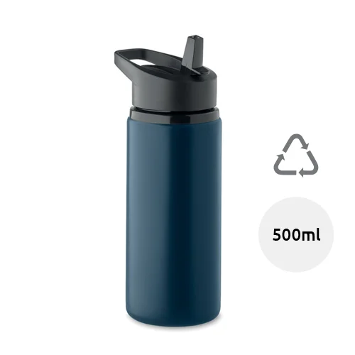 Borraccia in acciaio inox riciclato con imboccatura pieghevole cannuccia e coperchio con maniglia 500ml