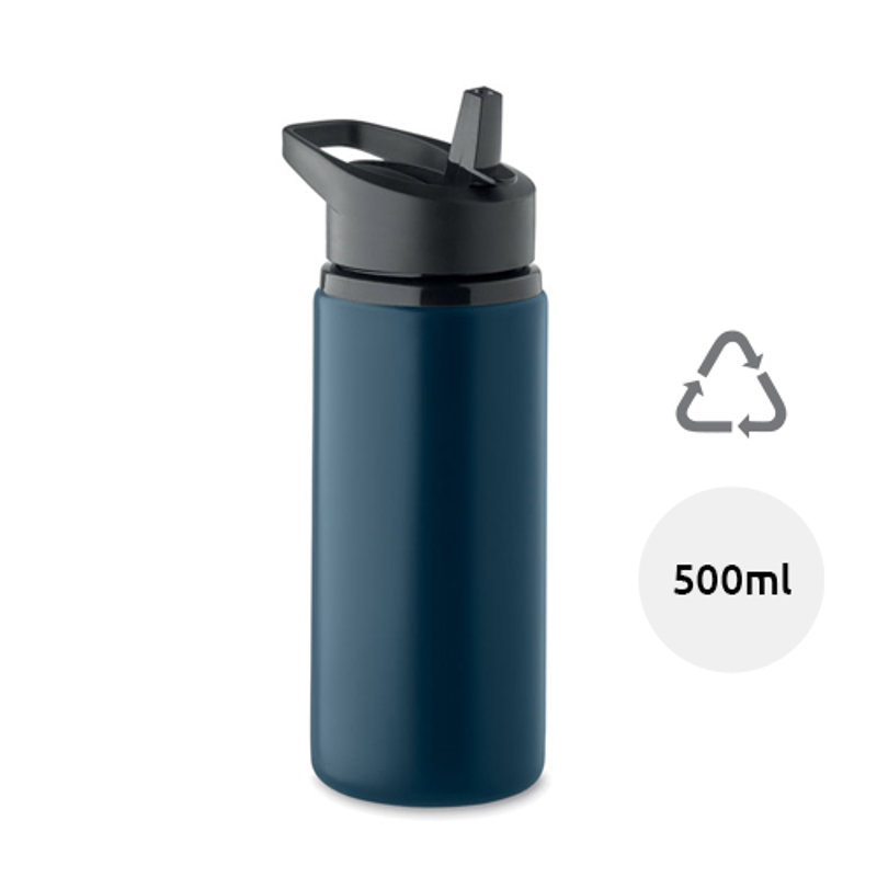 Borraccia in acciaio inox riciclato con imboccatura pieghevole cannuccia e coperchio con maniglia 500 ml