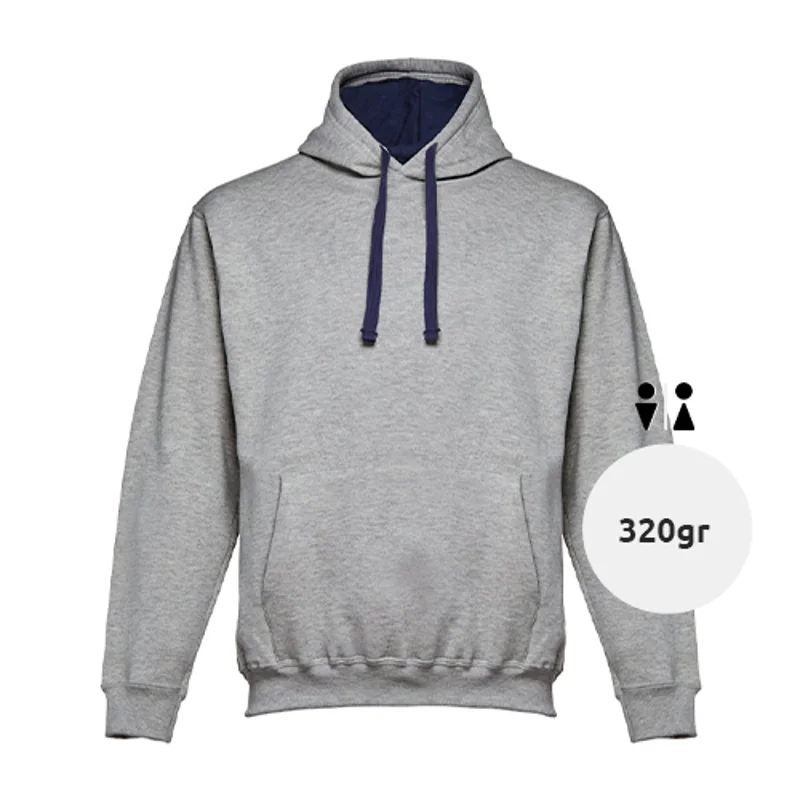 Felpa da adulto unisex colori assortiti con cappuccio e tasca a marsupio in cotone e poliestere 320gr