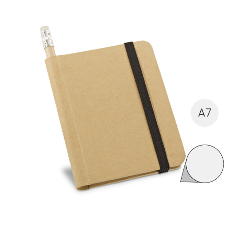 Block Notes A7 in carta riciclata e matita con 140 pagine bianche