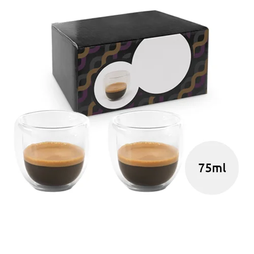 Set in vetro da 2 tazzine da caffè 75ml