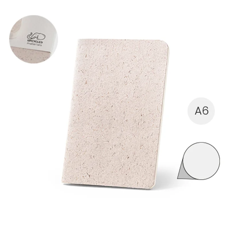 Block note A6 con copertina flessibile in materia organica degli elefanti e 52 pagine neutre prodotte con scarti di cotone