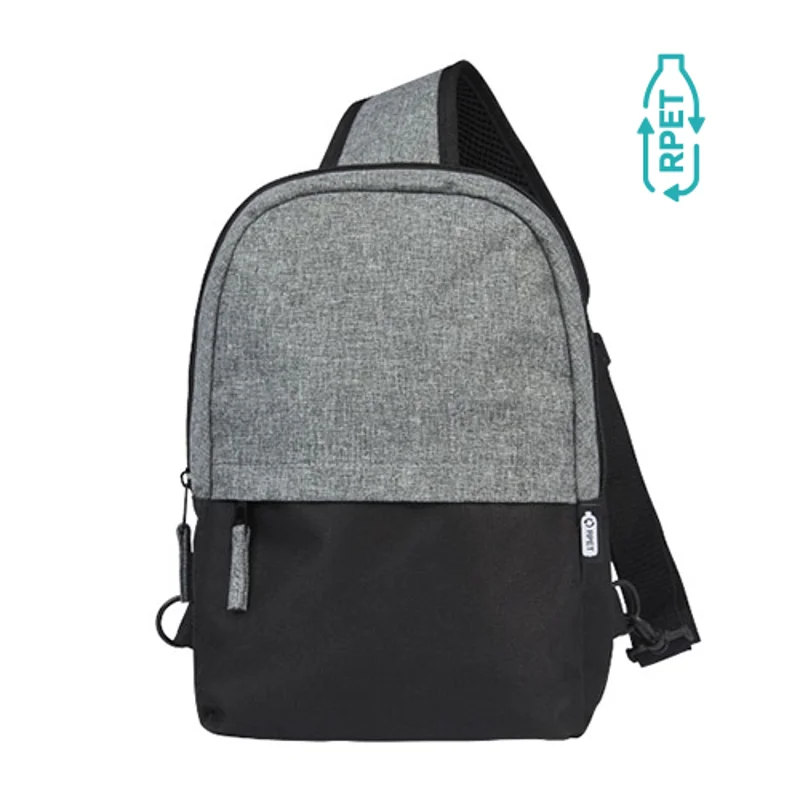 Zaino monospalla bicolore in materiale riciclato certificato con custodia per tablet 12" da 3.5l 21.5x6.5x31cm