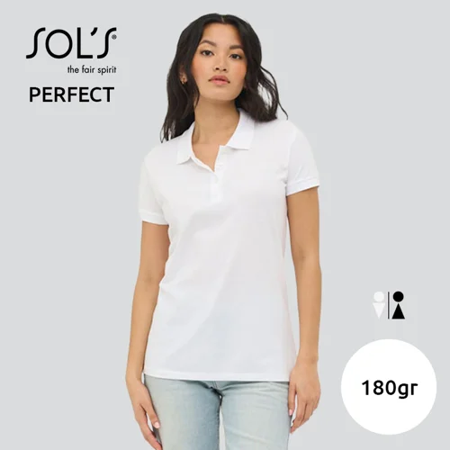 Maglietta polo SOL'S PERFECT da donna in 100% cotone pettinato ringspun piqué da 180gr