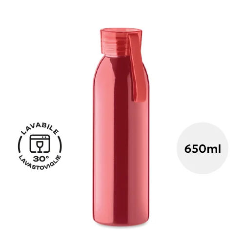 Borraccia in acciaio inox con coperchio in PP e gancio in silicone da 650ml
