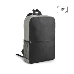 Zaino porta pc da 15" in poliestere 600D con tasca laterale in rete e interno imbottito