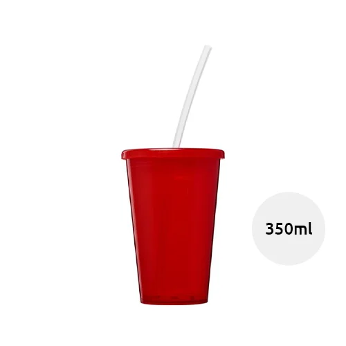 Bicchiere termico a doppia parete con cannuccia da 350ml