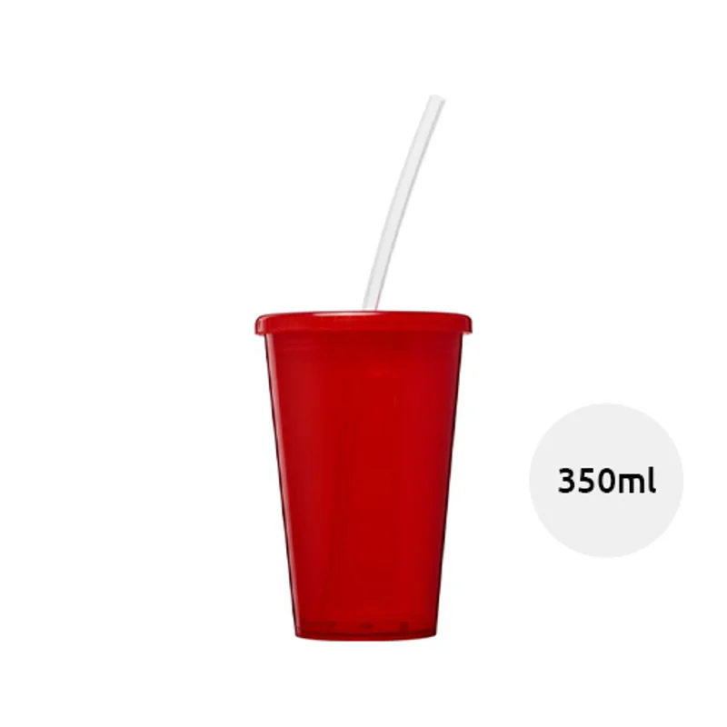 Bicchiere termico a doppia parete con cannuccia da 350ml