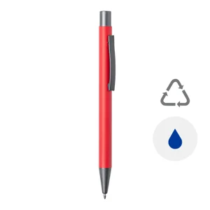 Penna a sfera in alluminio riciclato con finiture color canna di fucile e refill blu