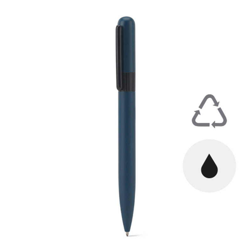 Penna a sfera in metallo riciclato al 60% dal design arrotondato refill nero