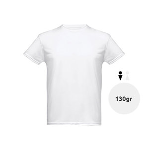 T-shirt da uomo sportiva bianca a girocollo taglio regolare in poliestere traspirante 130gr