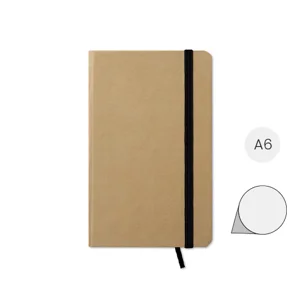 Block notes A6 in cartone riciclato a pagine neutre con elastico colorato