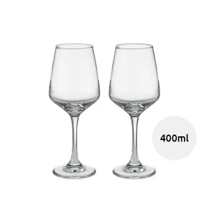 Set di 2 bicchieri da vino da 400 ml in scatola regalo bianca