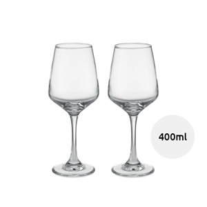 Set di 2 bicchieri da vino da 400 ml in scatola regalo bianca