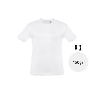 T-shirt da bambino unisex bianca a girocollo taglio regolare 100% cotone 150gr