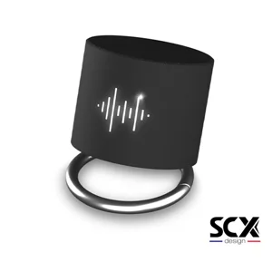 Cassa Wireless SCX Design in ABS e metallo con personalizzazione luminosa e base ad anello