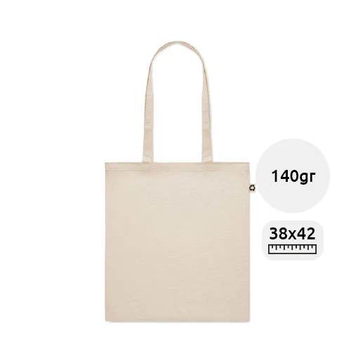 Shopper in cotone riciclato con manici lunghi da 140gr 38X42cm