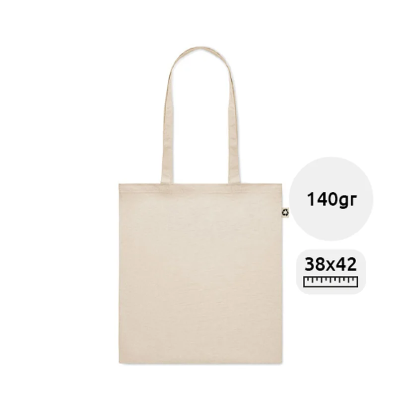 Shopper in cotone riciclato con manici lunghi da 140gr 38X42cm