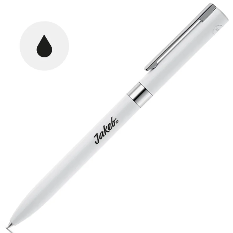 Penna a sfera in alluminio con meccanismo a rotazione e clip disponibile in colori eleganti con refill nero