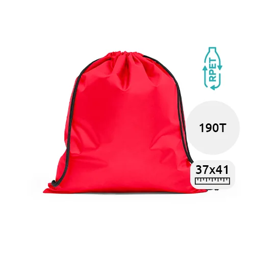 Sacca a zaino in RPET colorata con chiusura a coulisse da 190T 37x41cm