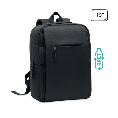 Zaino porta pc da 15" in RPET con scomparti imbottiti e varie tasche e schianle spallacci imbottiti