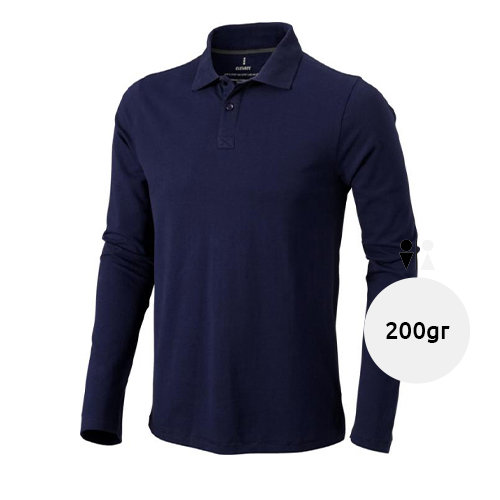 Maglietta polo da uomo in tessuto piqué a maniche lunghe taglio regolare 100% cotone 200gr