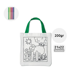 Shopper in cotone da colorare con pennarelli da 200gr 21x22cm